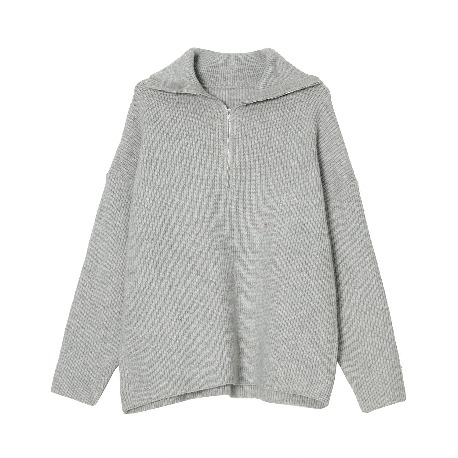 HIGH COLLAR HALF ZIP SWEATER
