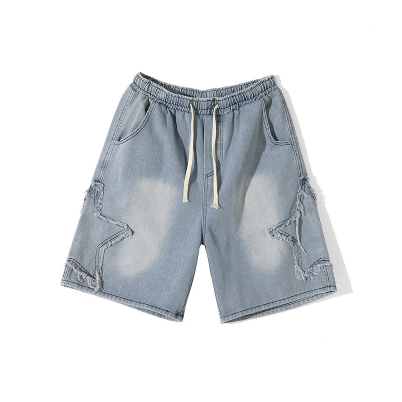 STAR DESIGN DENIM SHORTS