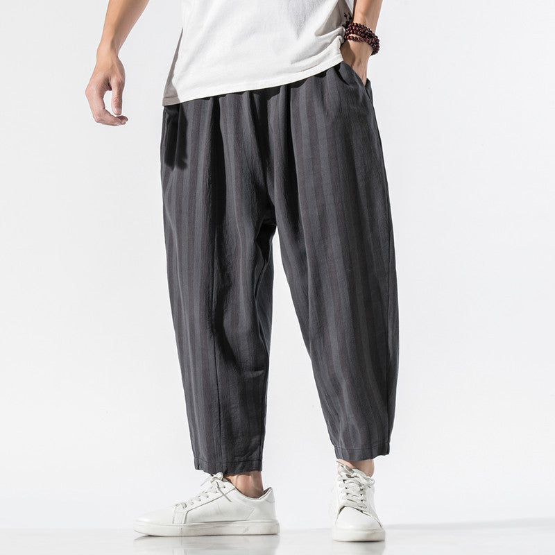 STRIPED HAREM PANTS DARK GREY