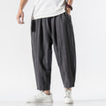 STRIPED HAREM PANTS DARK GREY