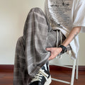PLAID DRAWSTRING WIDE PANTS