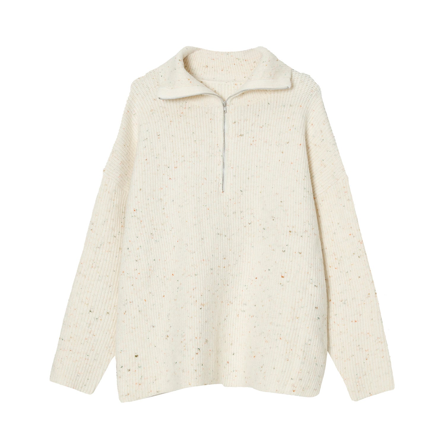HIGH COLLAR HALF ZIP SWEATER