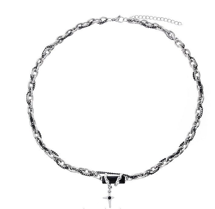 LAYERED BLACK STAR NECKLACE