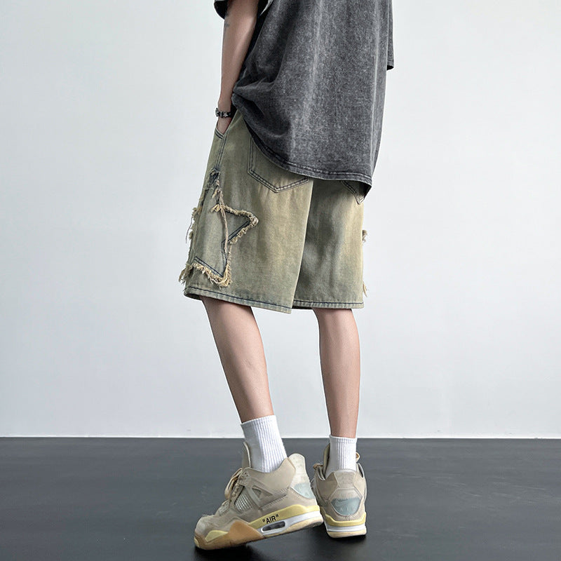 STAR DESIGN DENIM SHORTS