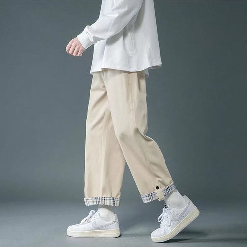CUFFED STRAIGHT LEG PANTS BEIGE