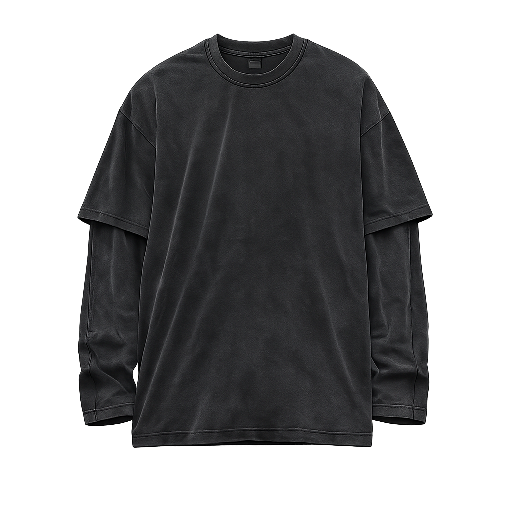 LAYERED LONG SLEEVE TEE CHARCOAL