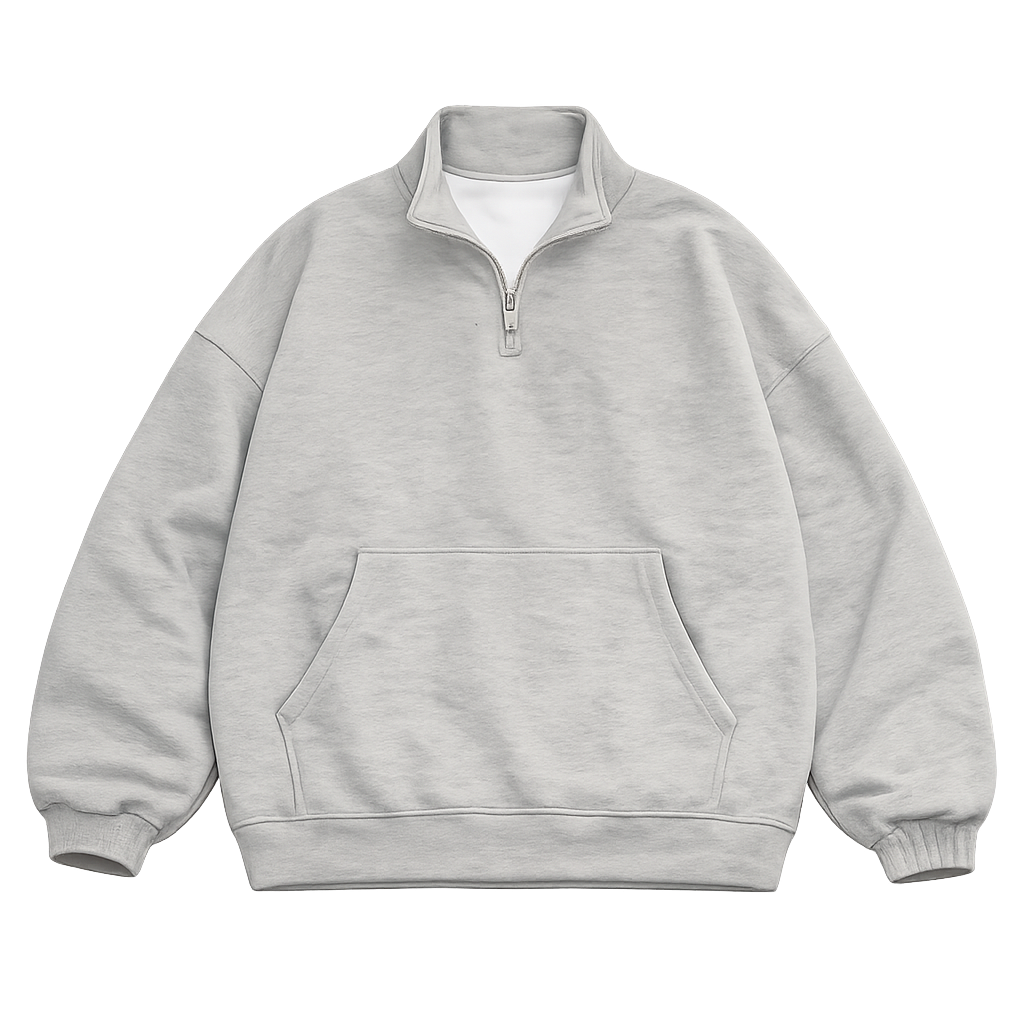 BOXY FIT QUARTER ZIP SWEATER GREY