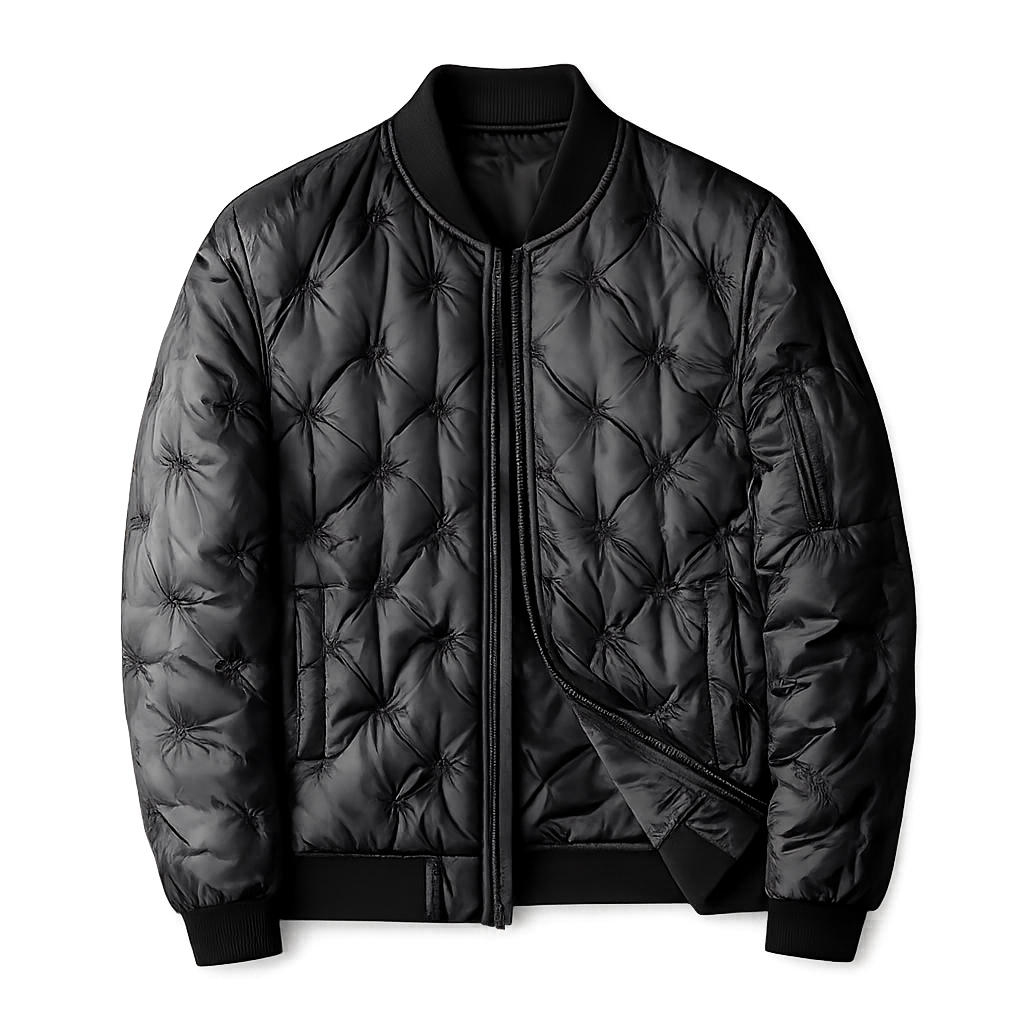 QUILTED DOWN PUFFER BOMBER JACKET