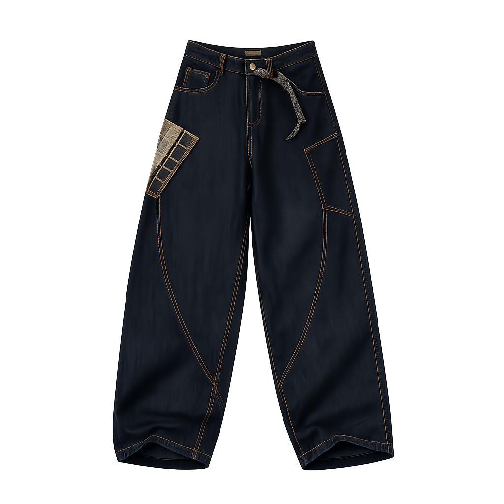 PATCH WIDE LEG JEANS