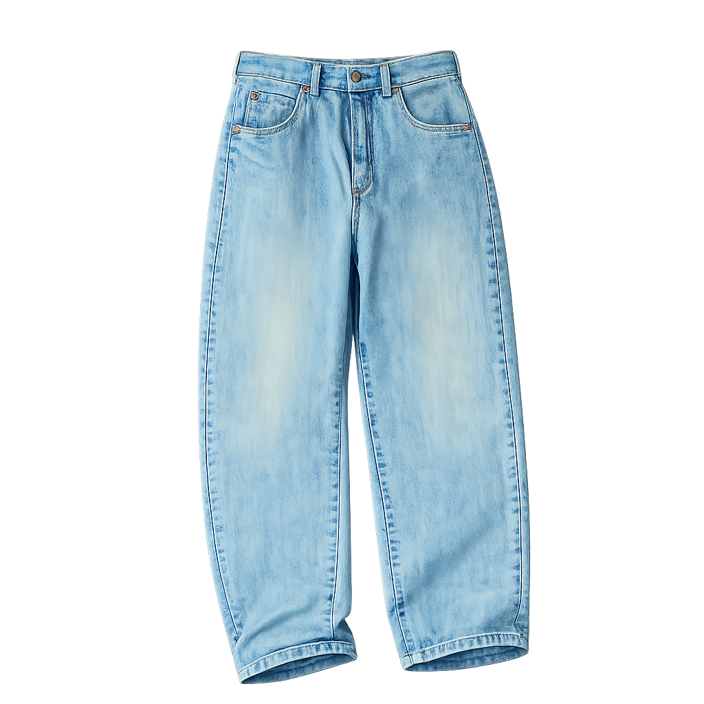 STRAIGHT LEG WASHED DENIM PANTS BLUE