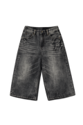 WASHED BLACK DENIM JORTS