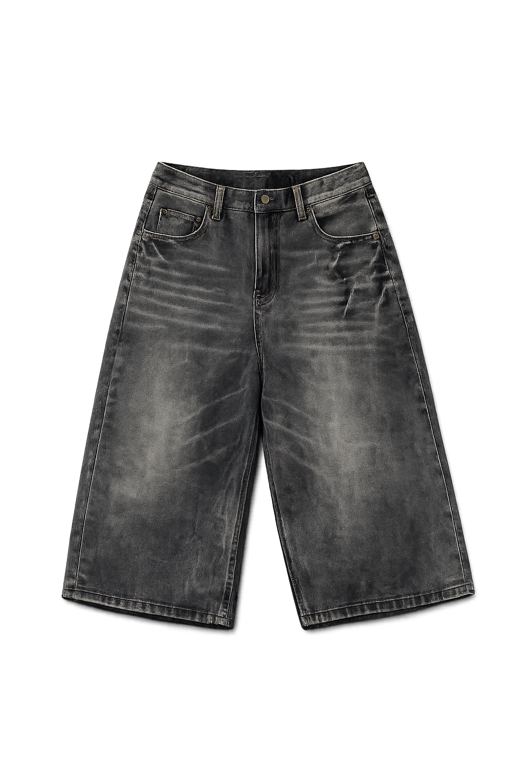WASHED BLACK DENIM JORTS