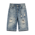 DISTRESSED DENIM SHORTS BLUE