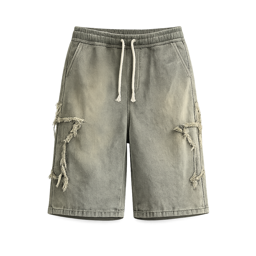 STAR DESIGN DENIM SHORTS