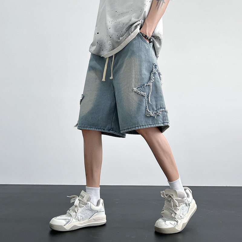STAR DESIGN DENIM SHORTS