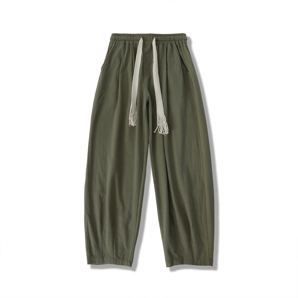 CASUAL LINEN LOUNGE PANTS ARMY GREEN