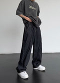 STITCHED DENIM PANTS BLACK